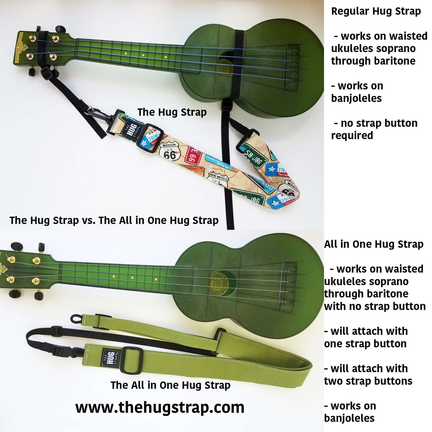 Ukulele Strap ALL in ONE Hug - Dogs on Turquoise - The Hug Strap for Ukulele | Handmade Ukulele Strap - The Hug Strap®